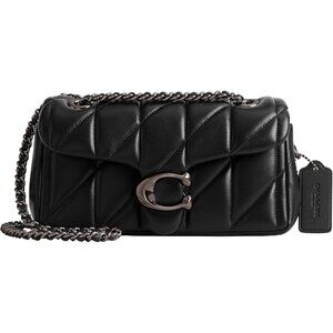 Coach Womens Black 100% Cow Leather Imported Push Lock Tabby Shoulder Bag